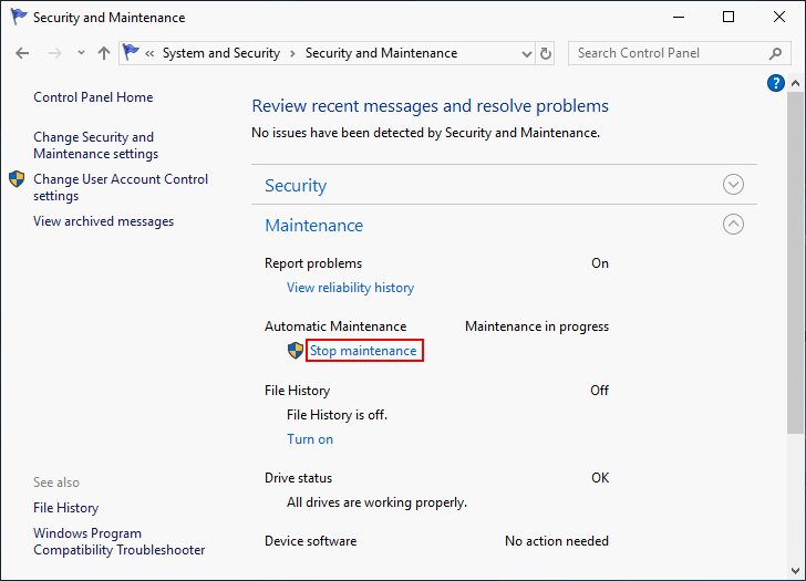 Stop maintenance