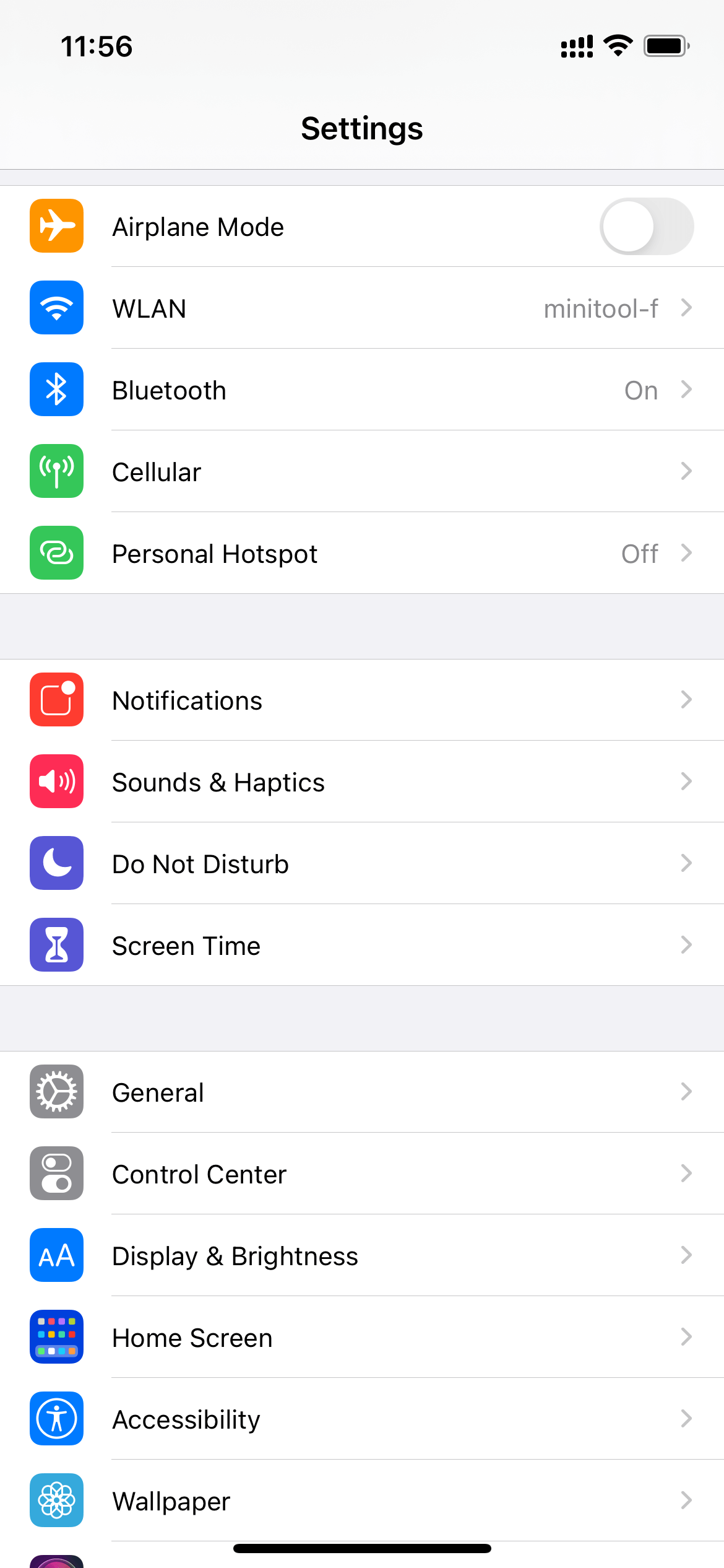 click the Cellular option