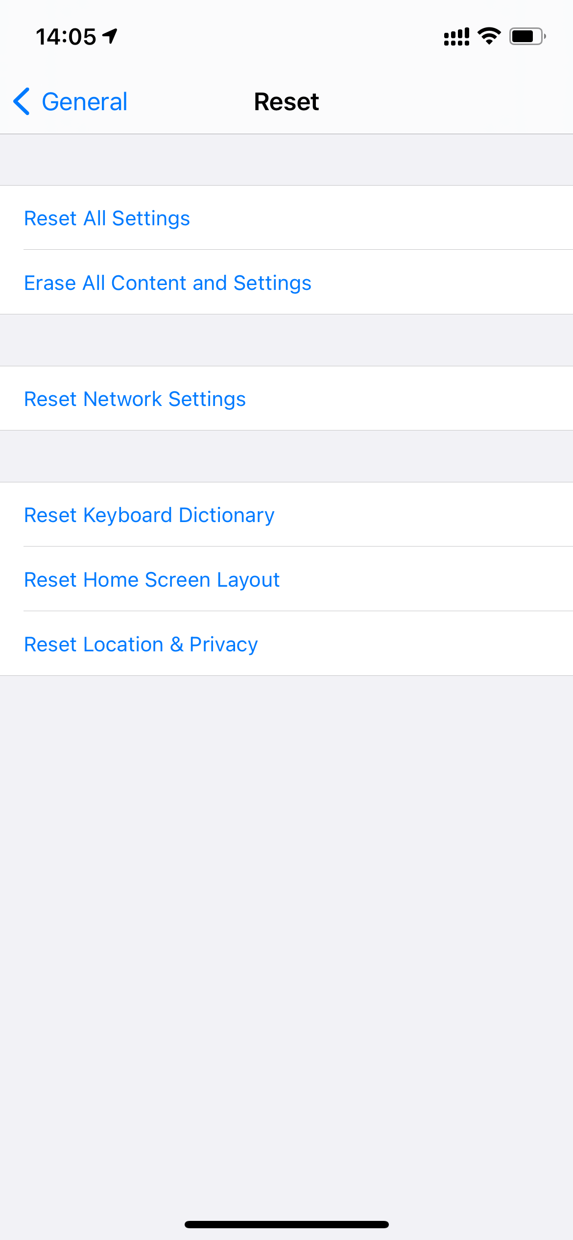 click the Reset Network Settings option