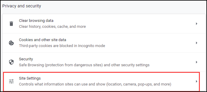 choose Site settings