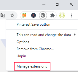 click Manage extensions