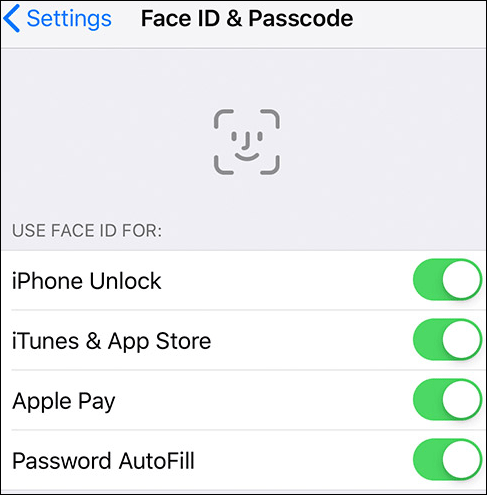 check Face ID settings