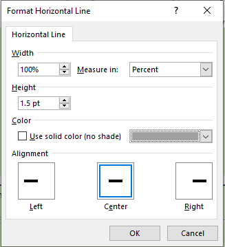 Format Horizontal Line