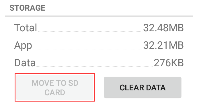 MOVE TO SD CARD grayed out