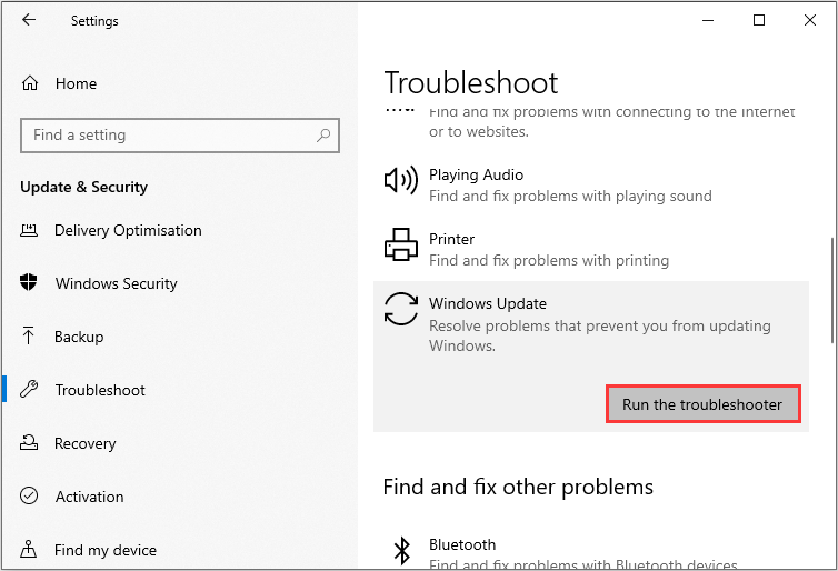 click Run the troubleshoot