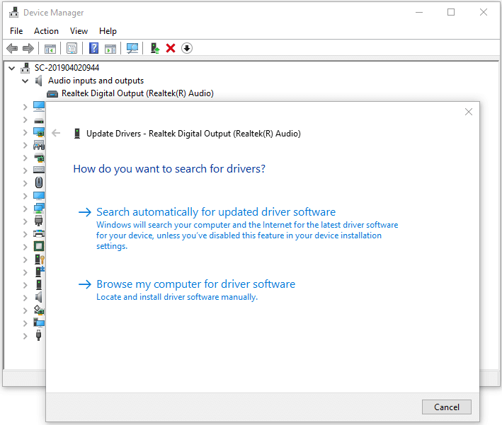 update audio driver on PC
