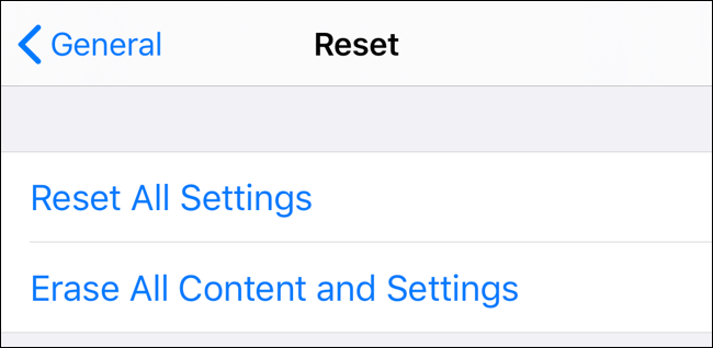 reset all settings