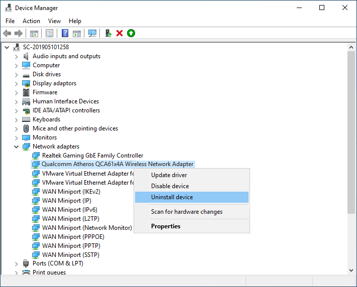 uninstall device