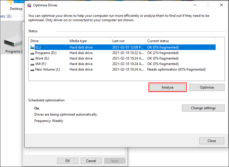 optimize the hard drive