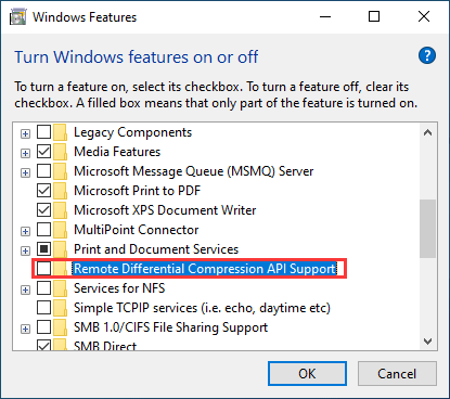 disable Remote Differential Compression