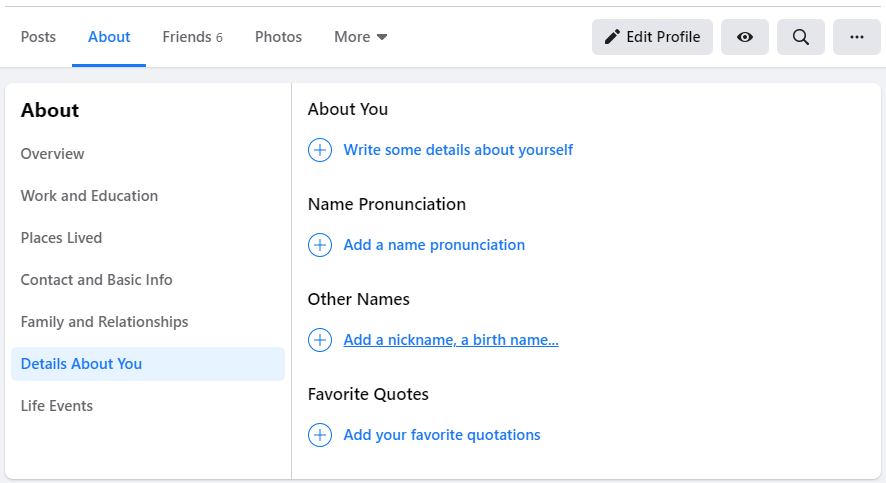 how to add another name on Facebook