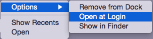 uncheck Open at Login