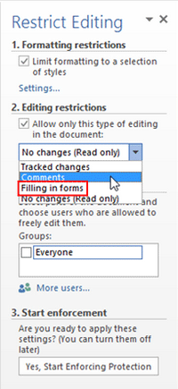 Filling in forms