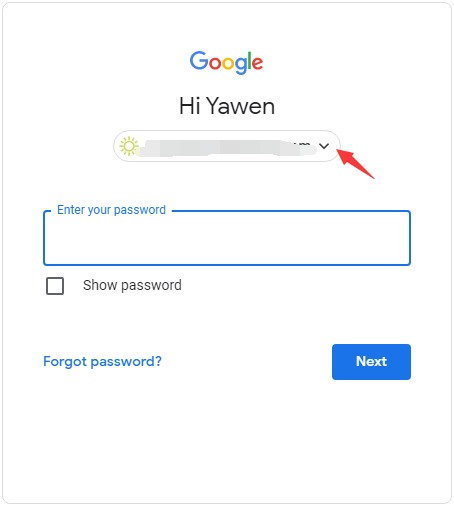unfold the Gmail address box
