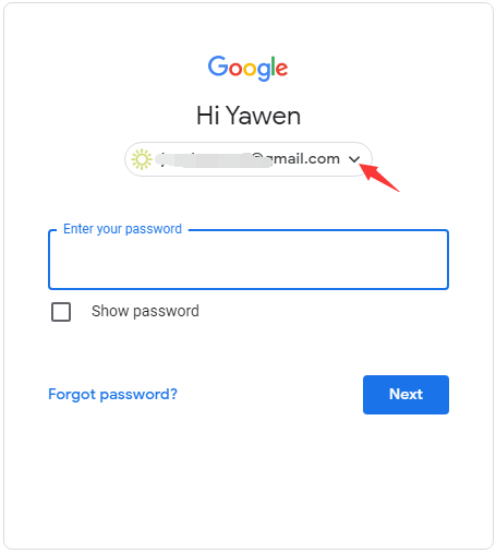 unfold the Gmail address box