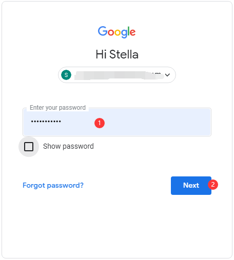 click Next after entering your password