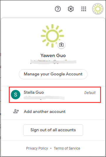 see which is the default Gmail account
