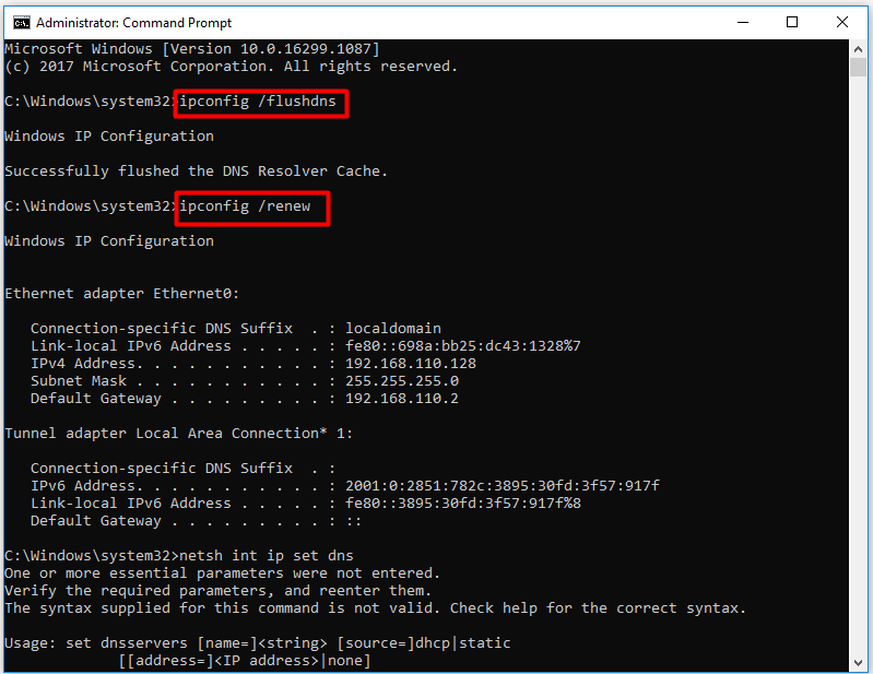 type the command