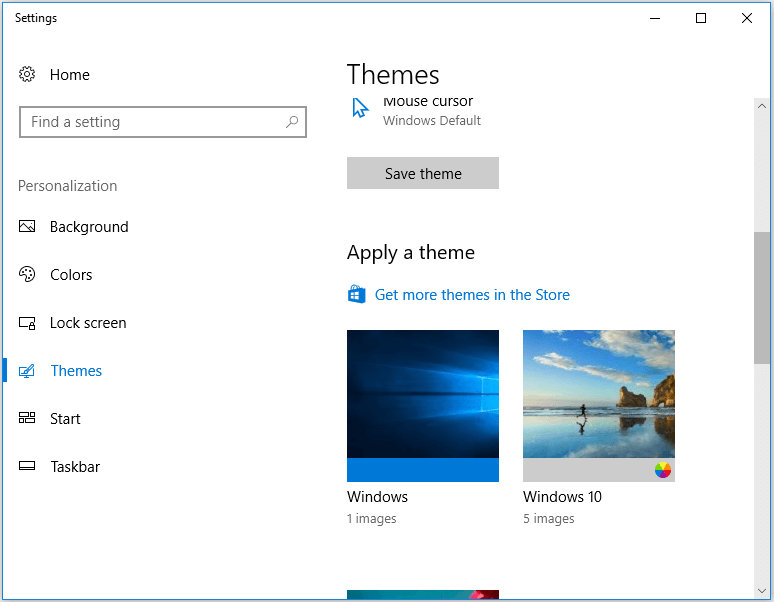 reset Windows Themes