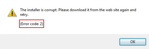 The installer is corrupt