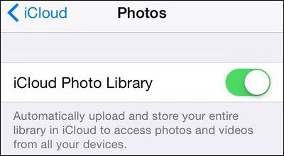 turn on iCloud Photos Library