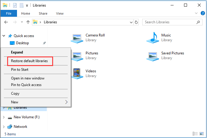 choose Restore default libraries
