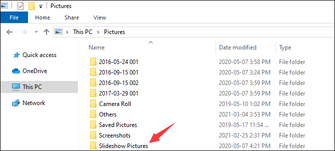 create a slideshow pictures folder