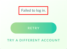 Failed to log in Pokemon Go