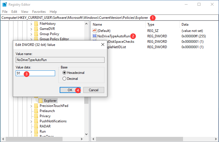 modify registry key