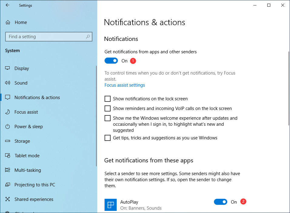 turn on AutoPlay in Notifications and actions