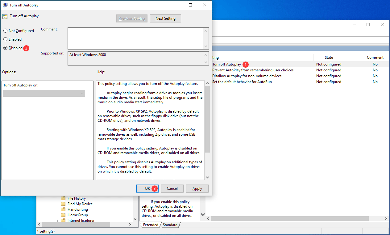 modify AutoPlay in Group Policy