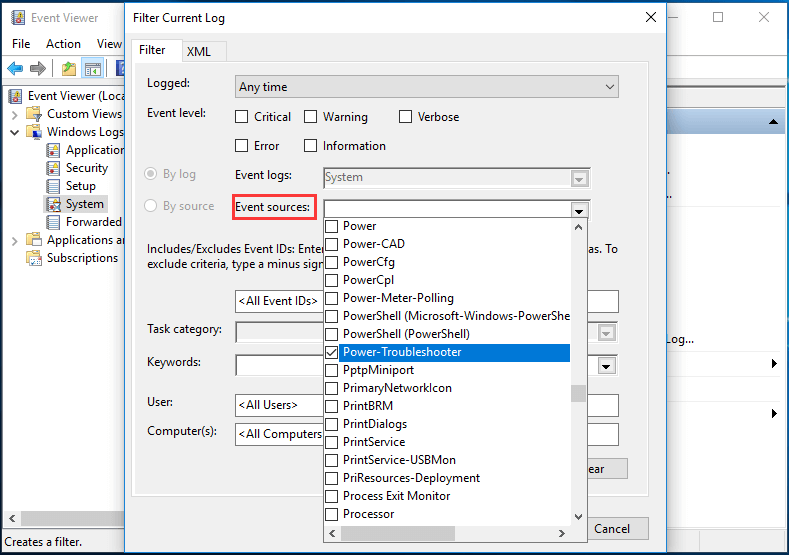 check Power troubleshooter