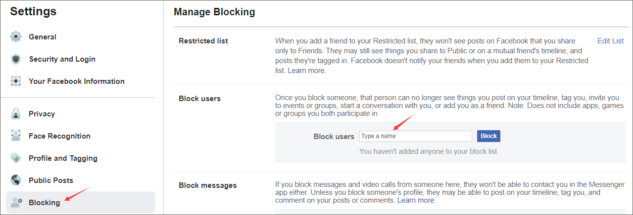 how to block someone on Facebook