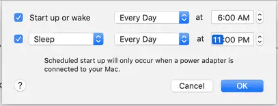 set wake and sleep time on Mac