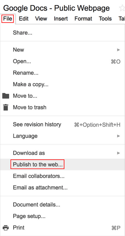 Publish to the web