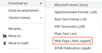 Download as Web Page