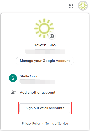 Sign out of all accounts