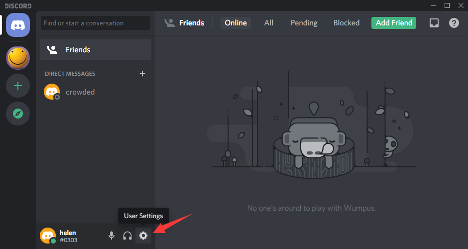 Click User Settings in Discord