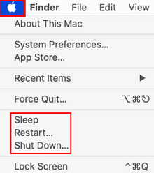 Sleep, Restart, or Shut Down
