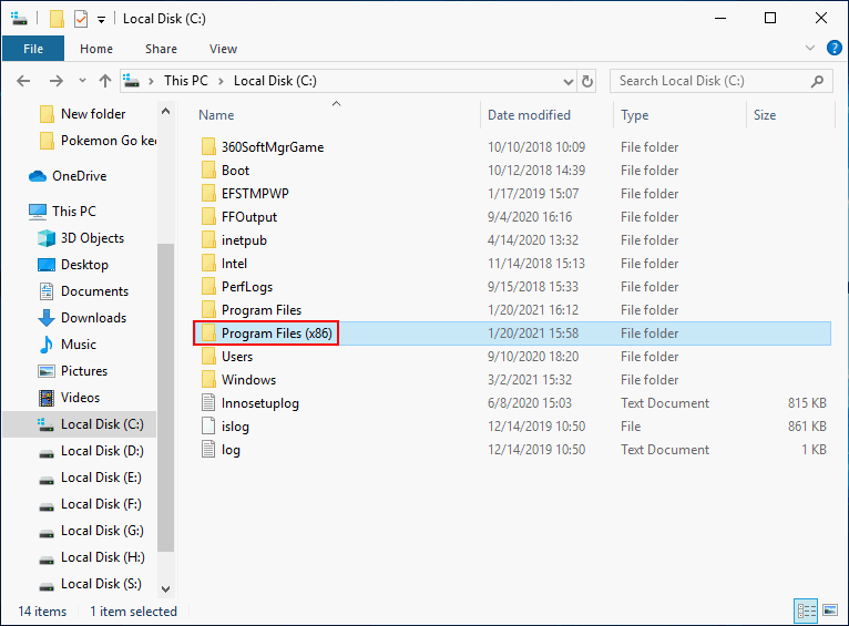 Program Files (x86) folder