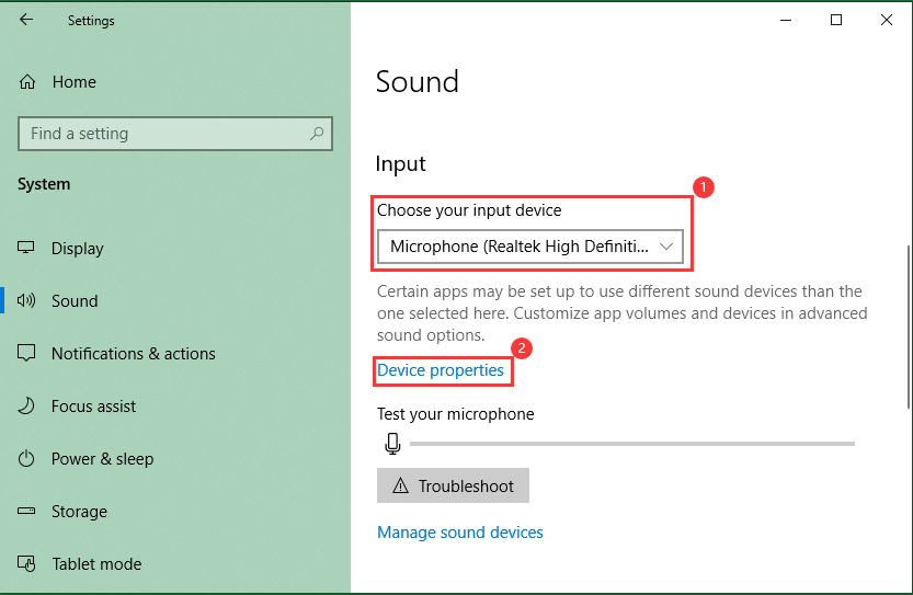 Windows Sound Input Setting