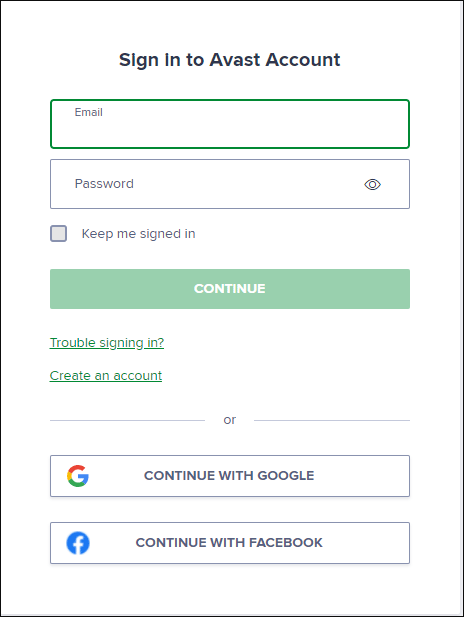 create an Avast account