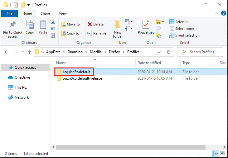 find the Firefox profile folder