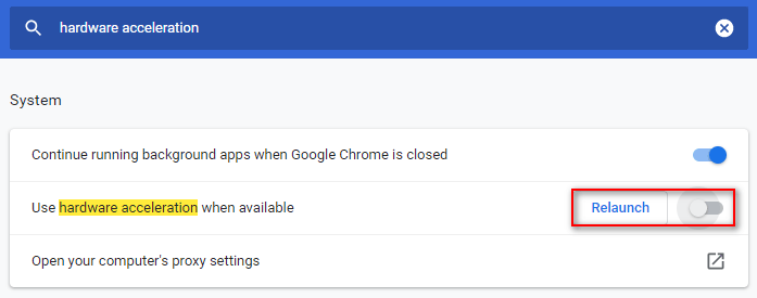 Disable hardware acceleration