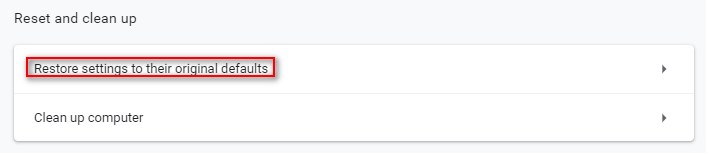 Restore settings to their original defaults