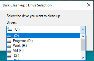 select a drive to clean
