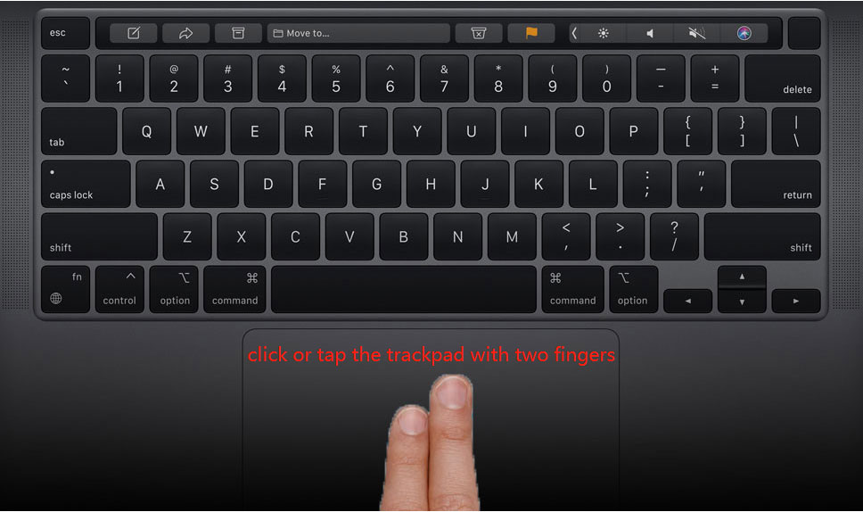 click or tap with two fingers on the trackpad