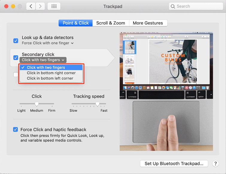 enable Secondary click for trackpad