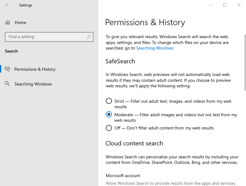 Control search permissions & history
