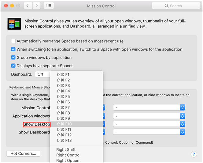 assign another key to show desktop